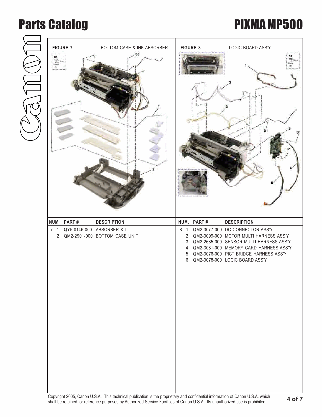 Canon PIXMA MP500 Parts Catalog Manual-5